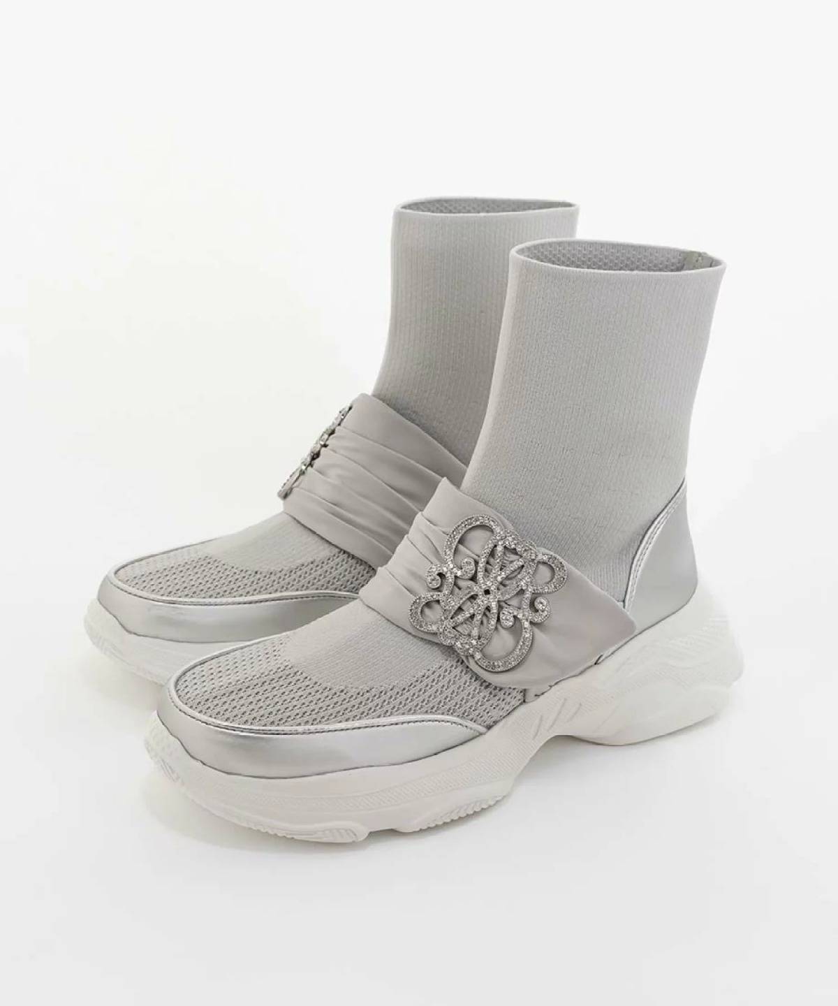 RANDA ビジューモノグラムパーツソックススニーカー