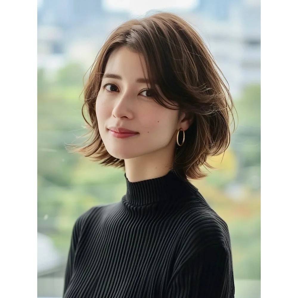 ブラウンのナチュラル大人ボブ