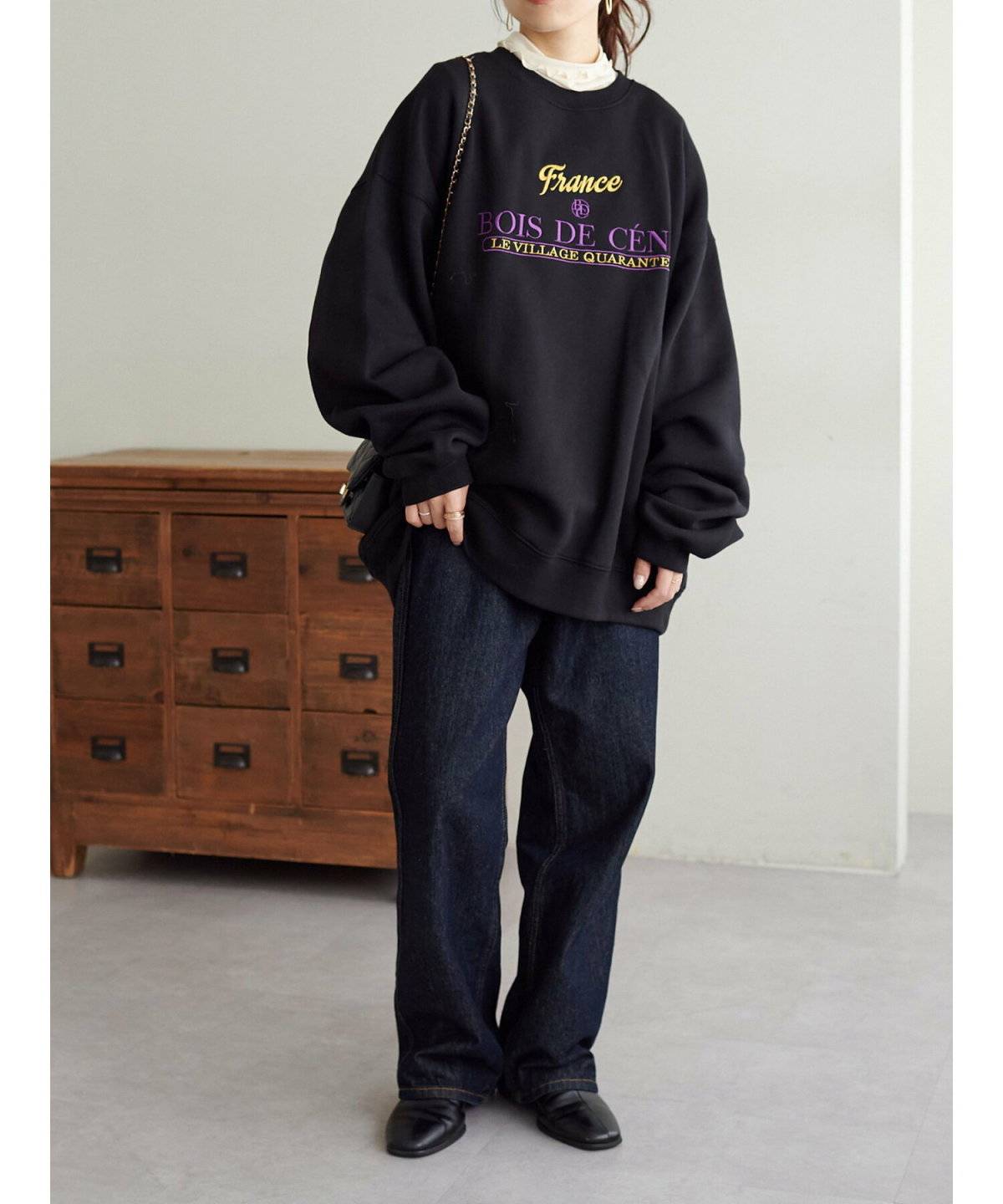 白タートルネックコーデ