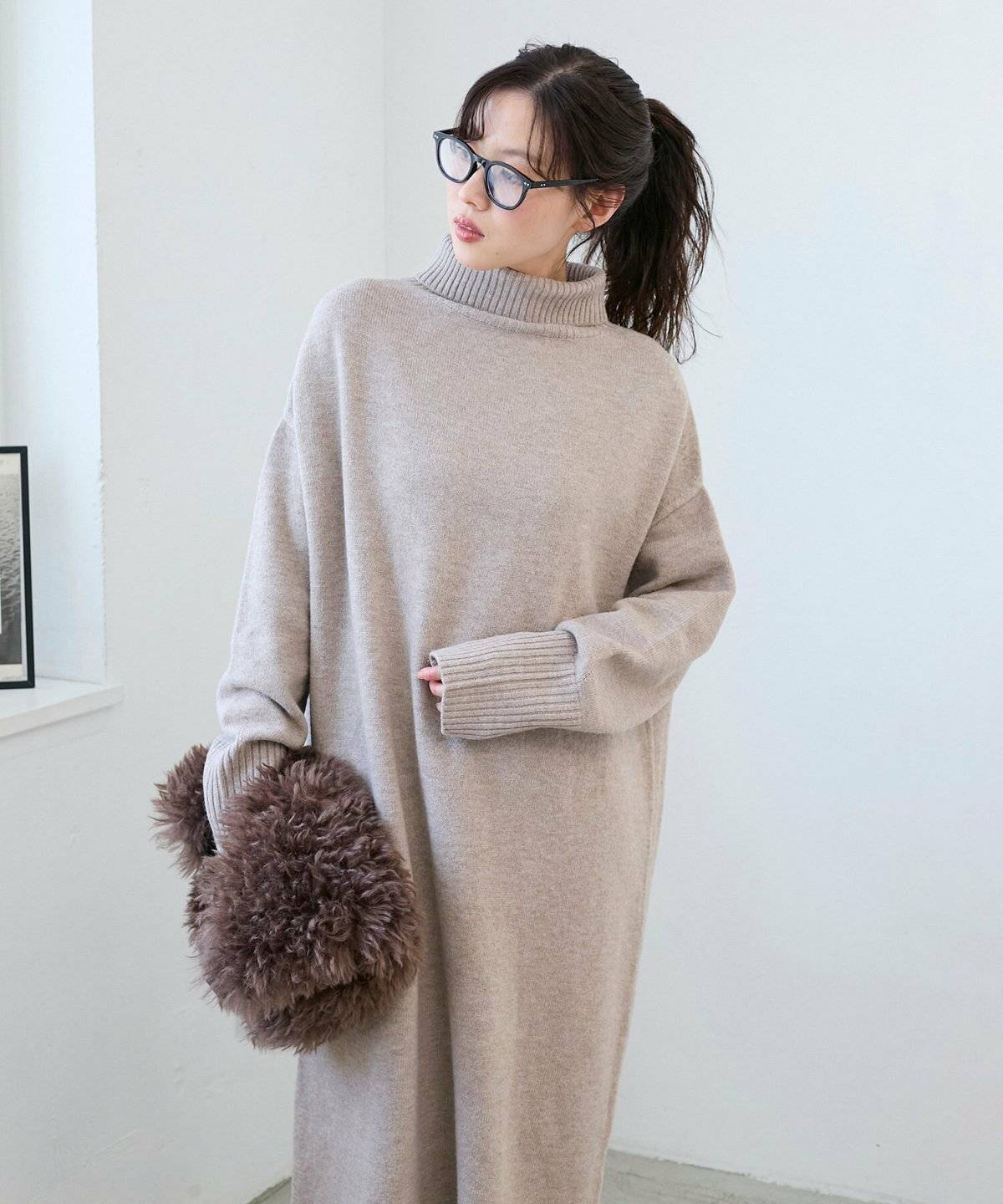 タートルニットのワンピース