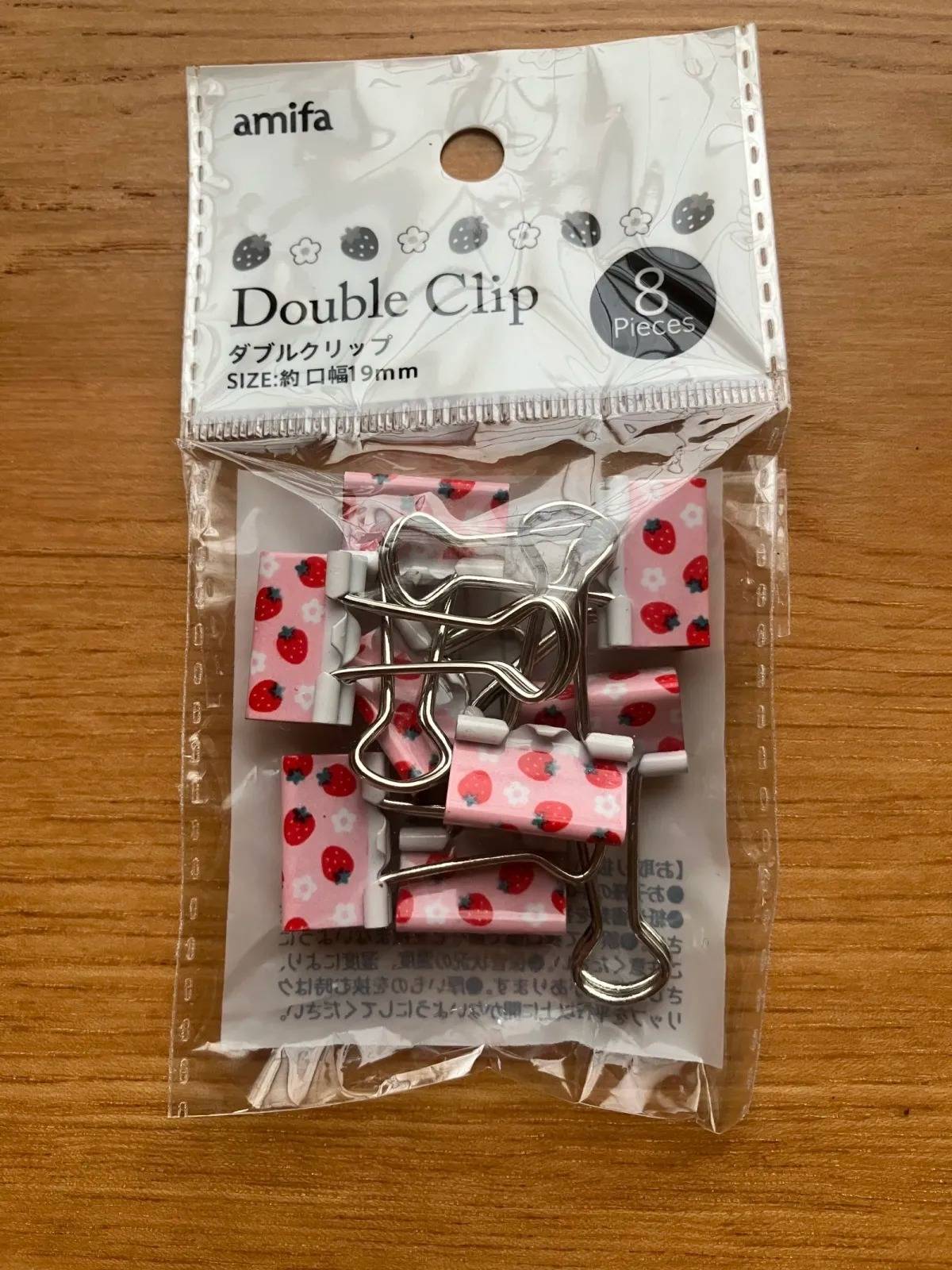 Seria(セリア):ダブルクリップ 8P いちご