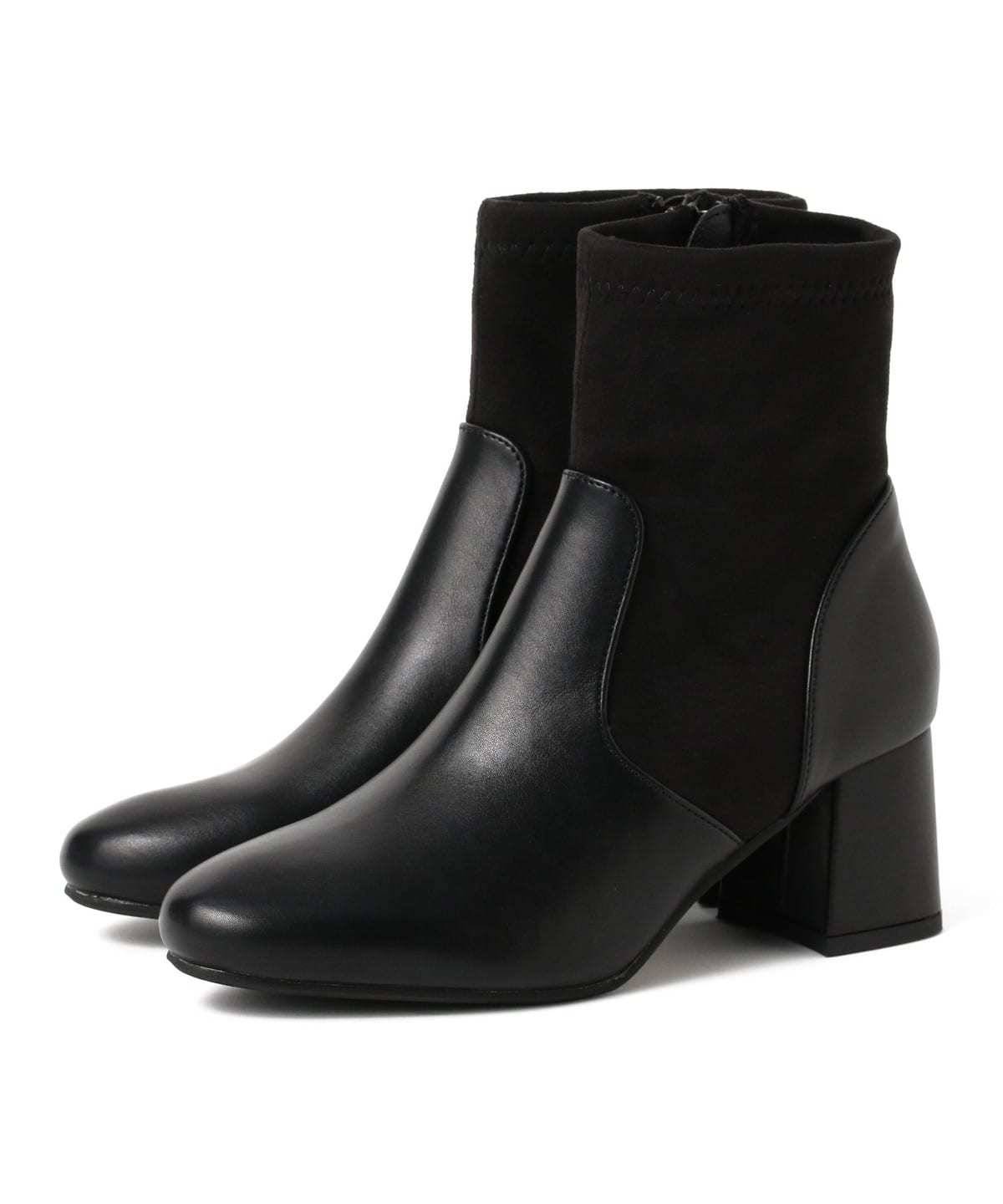 フェイク レザー スエード 切替 ブーツ