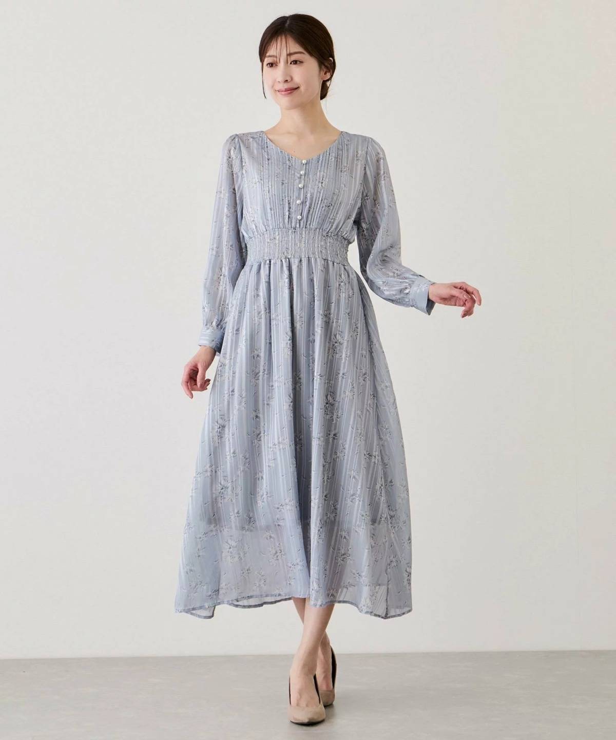 JAYRO ピンタックプリーツ長袖ワンピース