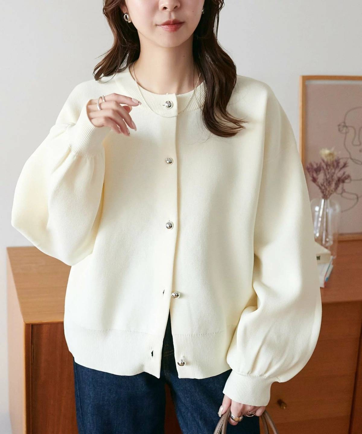 Discoat メタル釦スポンディッシュカーディガン