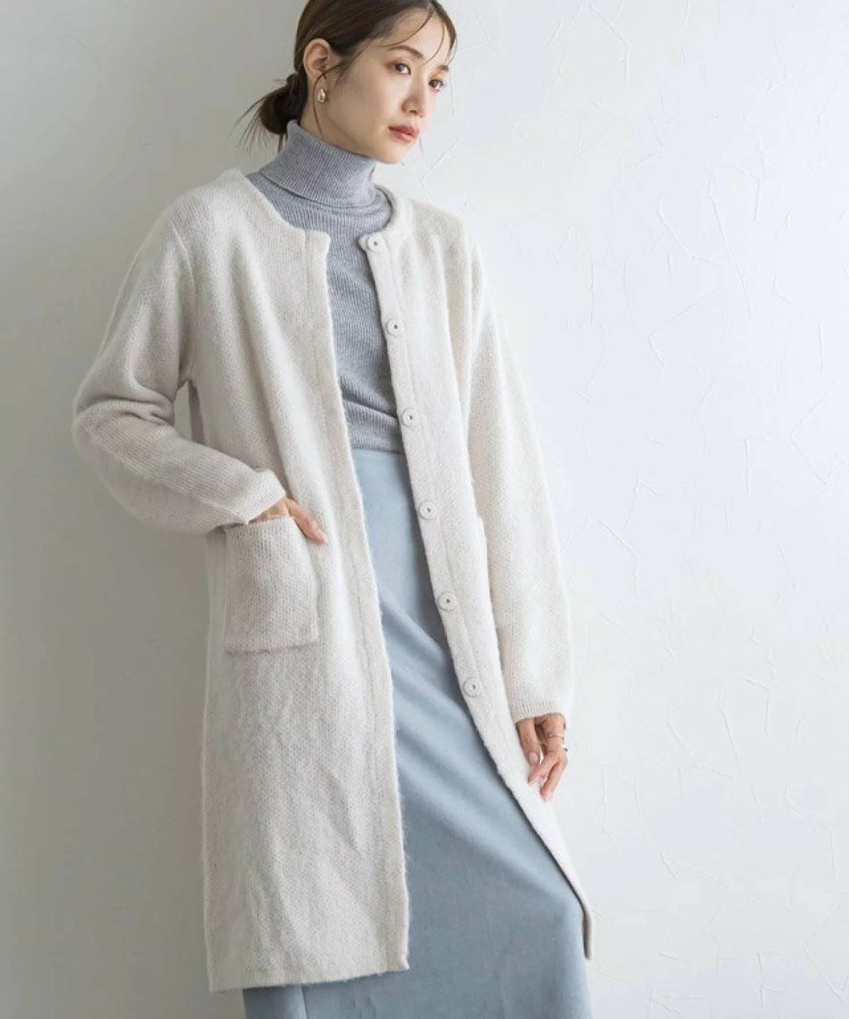 Pierrot 起毛ニットコーディガン