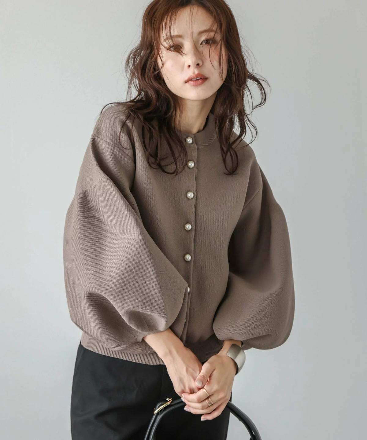Lajour 2wayパールニットカーディガン
