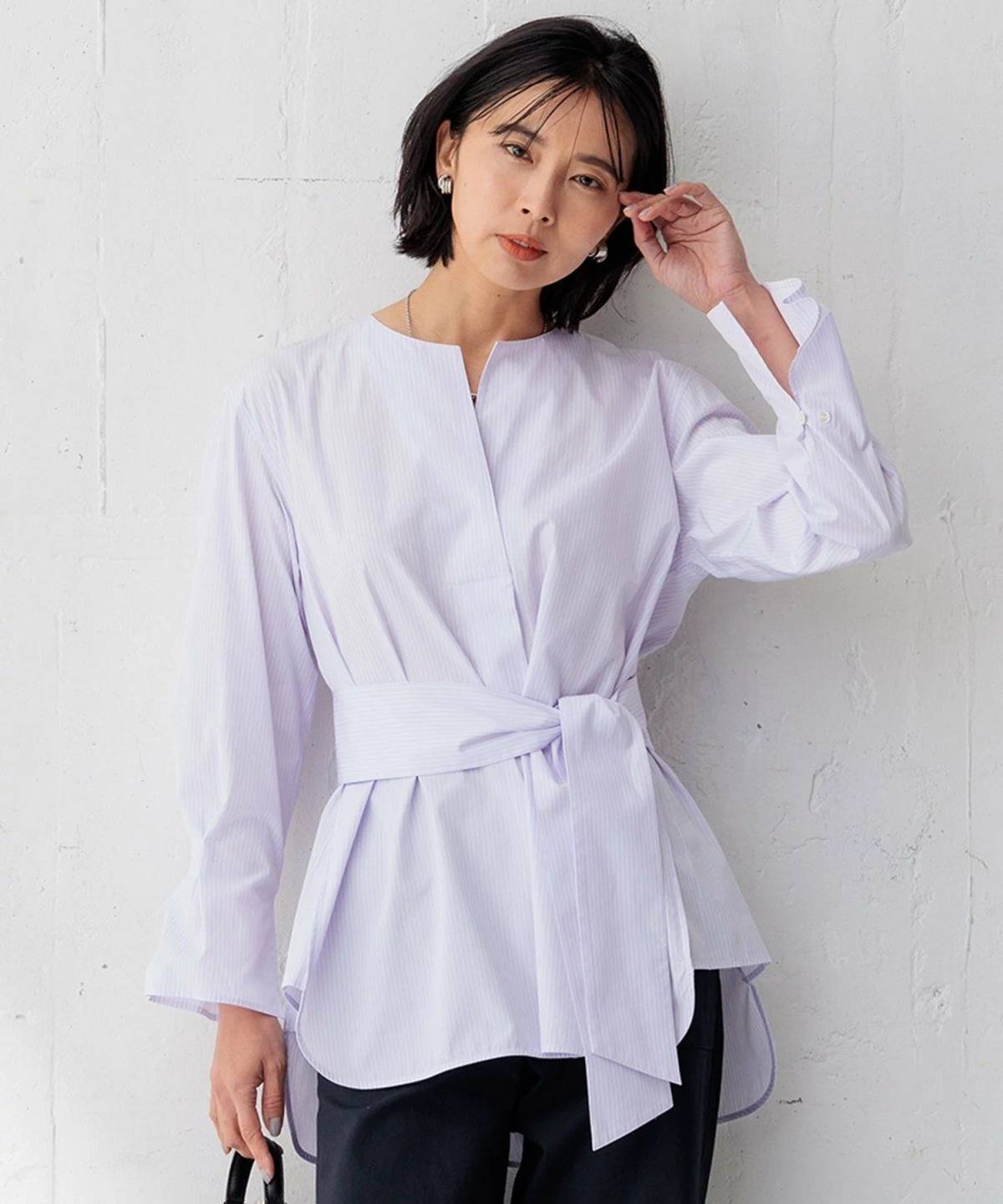 23区 CANCLINI スキッパーベルト付き ブラウス