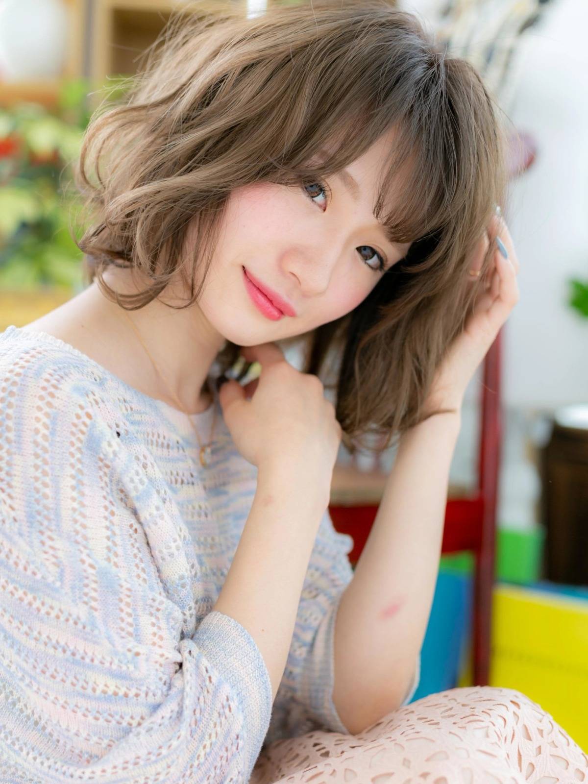 大人可愛いシフォンウェーブボブ