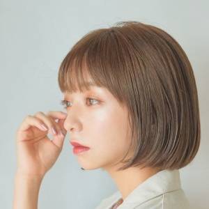  シアーバングの丸みボブ 