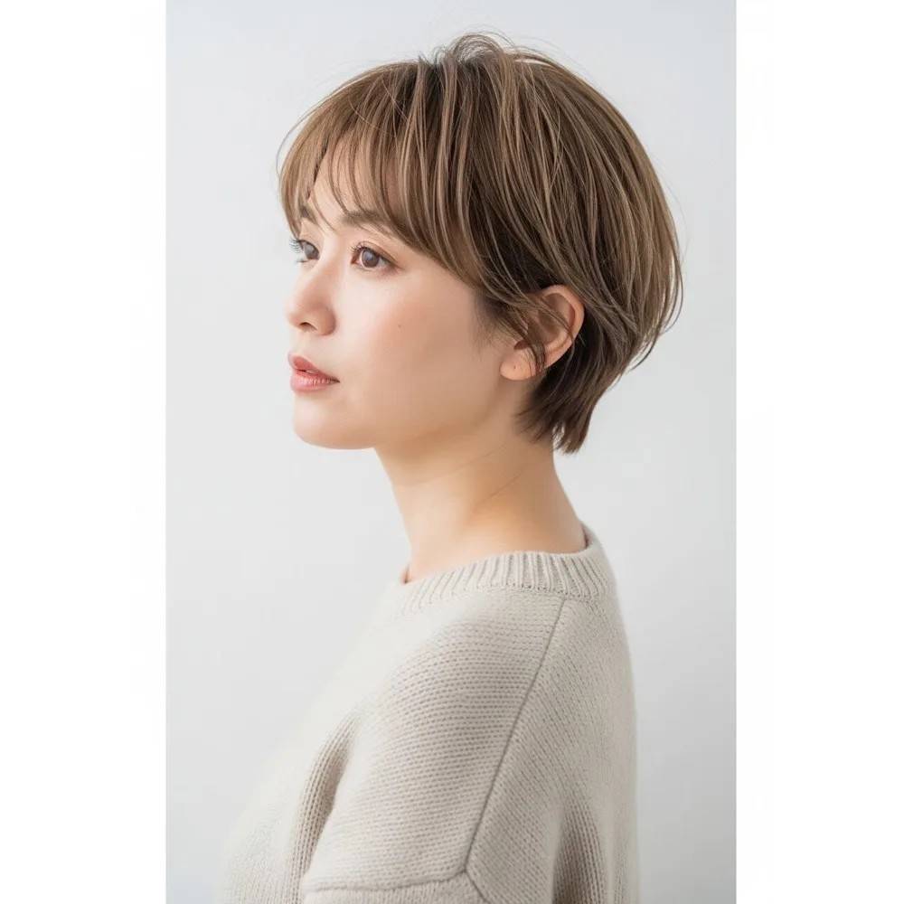 明るめベージュの上品ショート