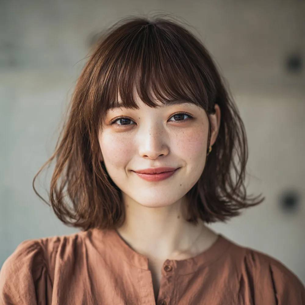 ナチュラルブラウン×ラフウェーブ