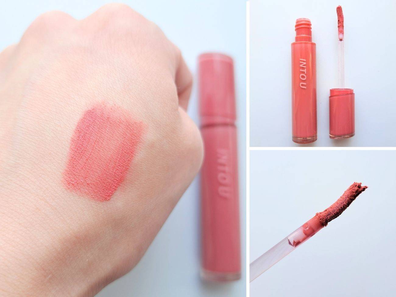 INTO U(イントゥユゥ) ベルベットリップマット　VT03 インヌードの手元スウォッチ