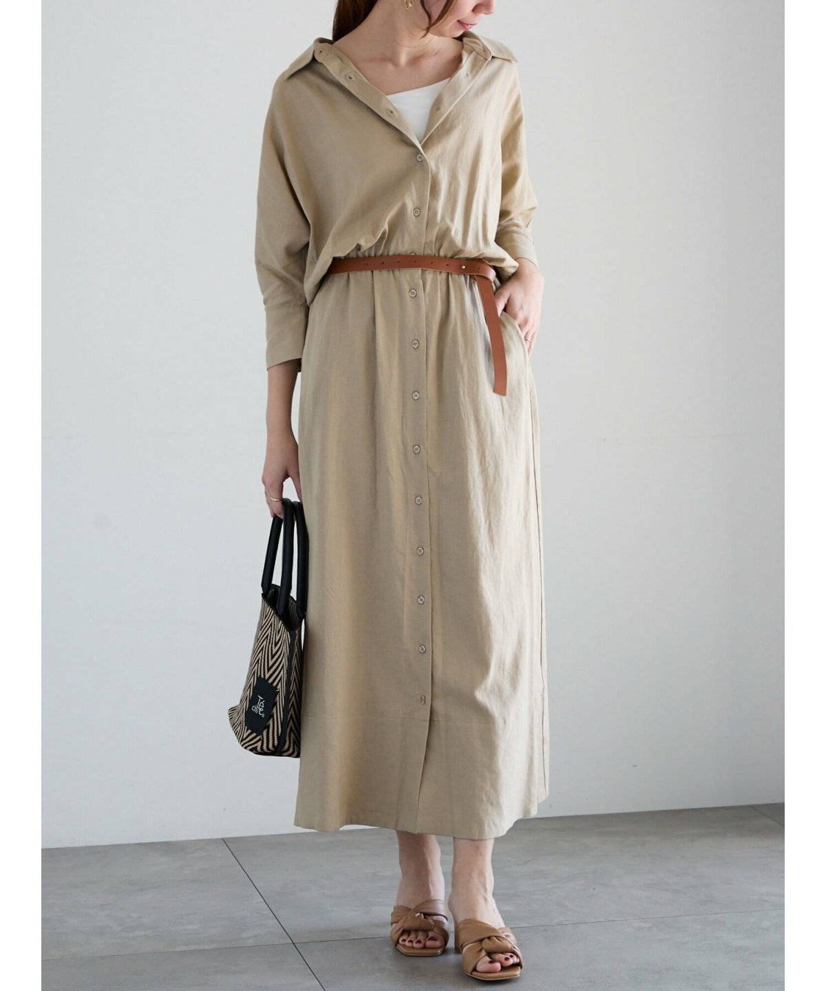 シャツワンピースコーデ