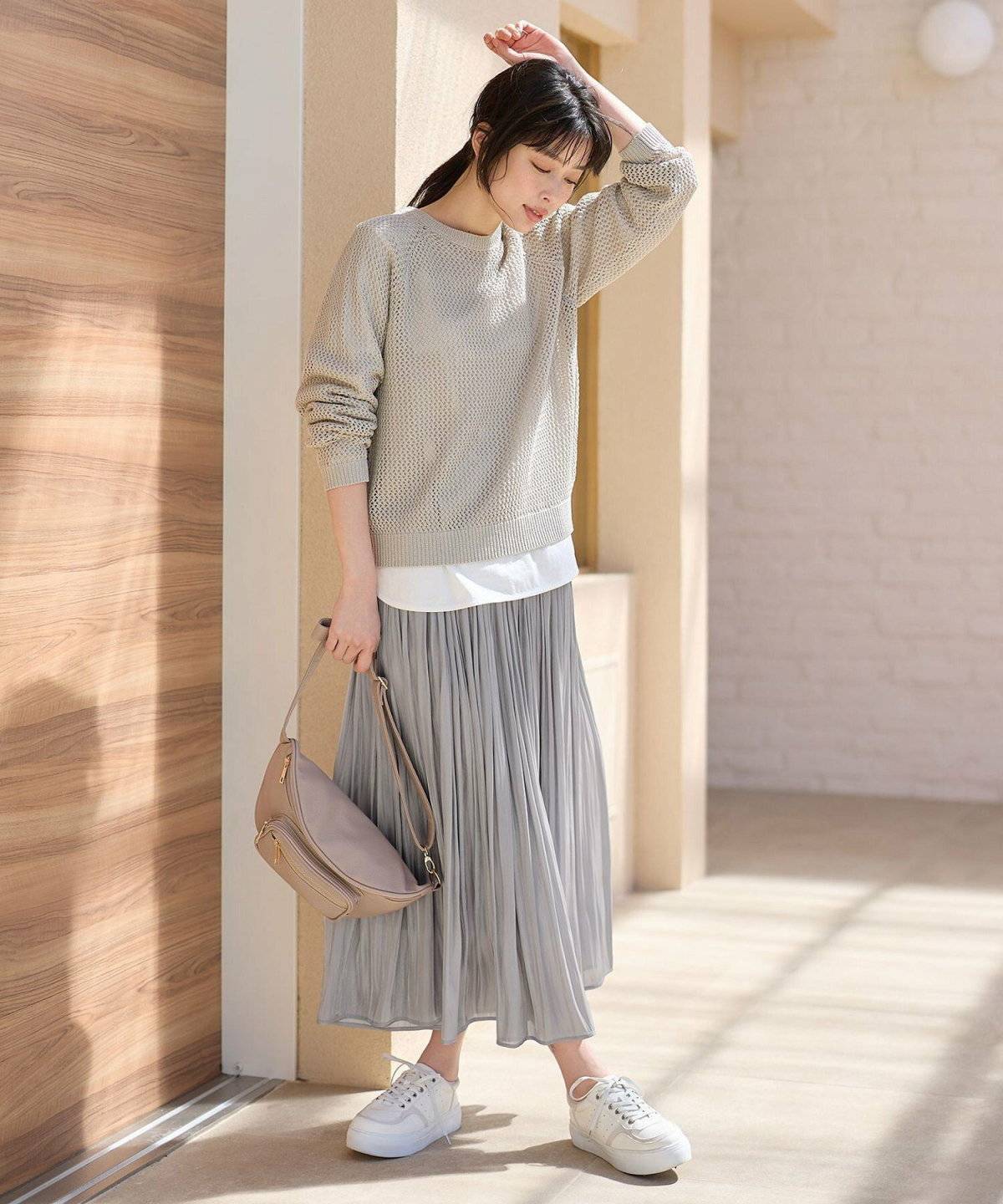 プリーツスカートコーデ