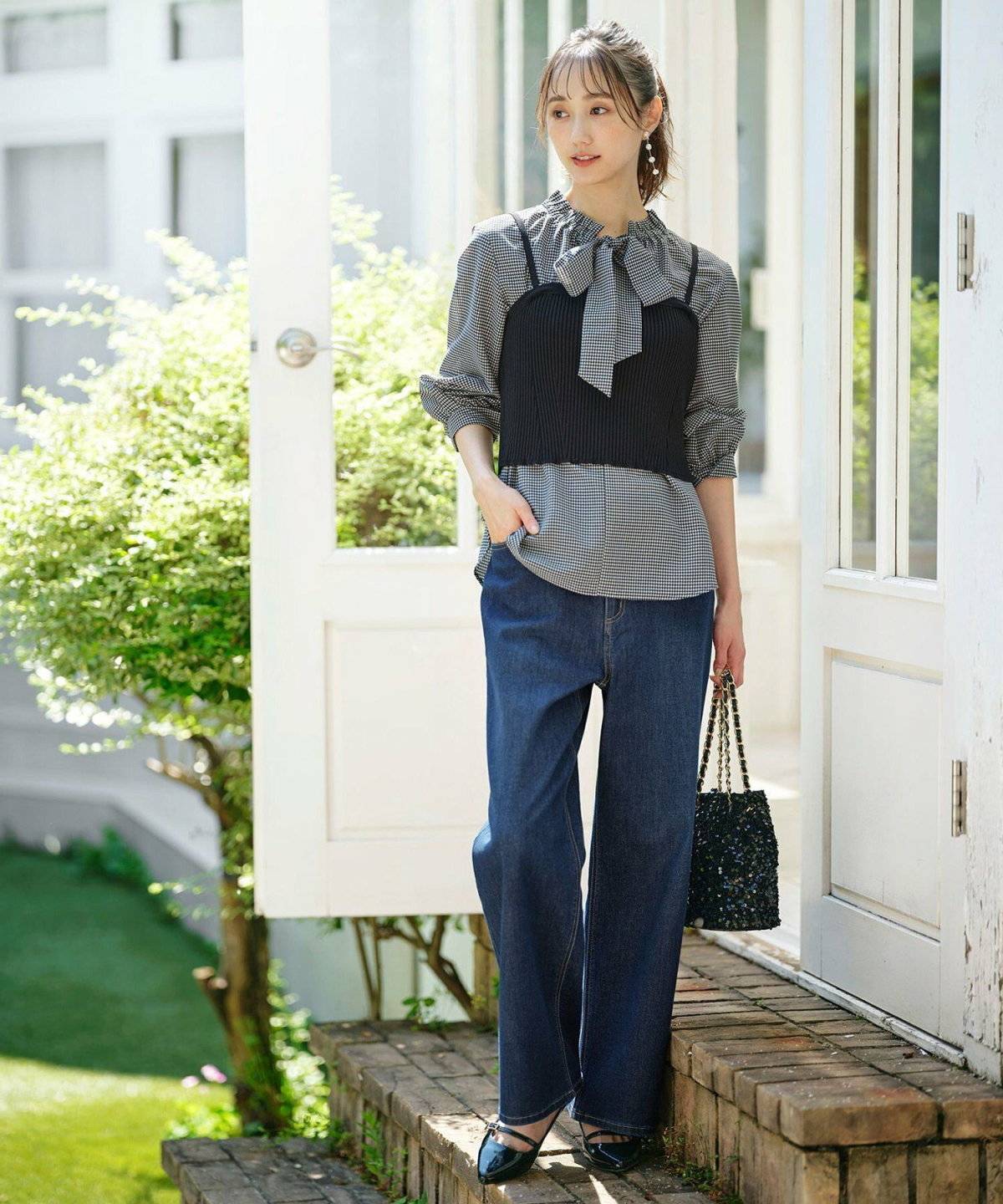 ニットビスチェコーデ