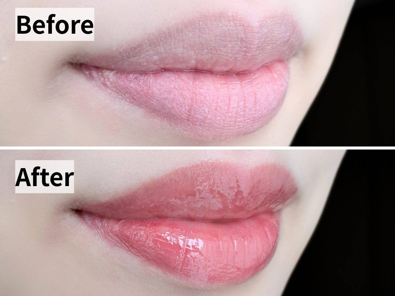 INTO U(イントゥユゥ) グローリップティント　GW01 インピーチの仕上がりビフォーアフター比較画像