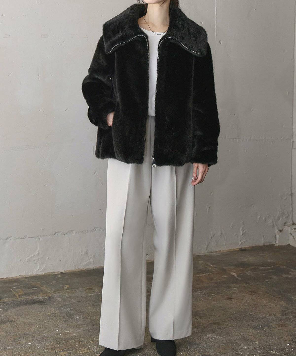 ファーコートコーデ