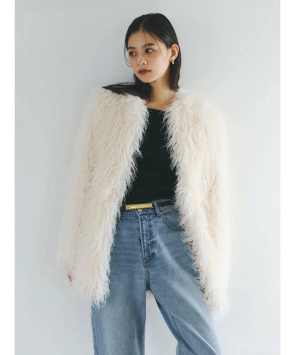 ファーコートコーデ