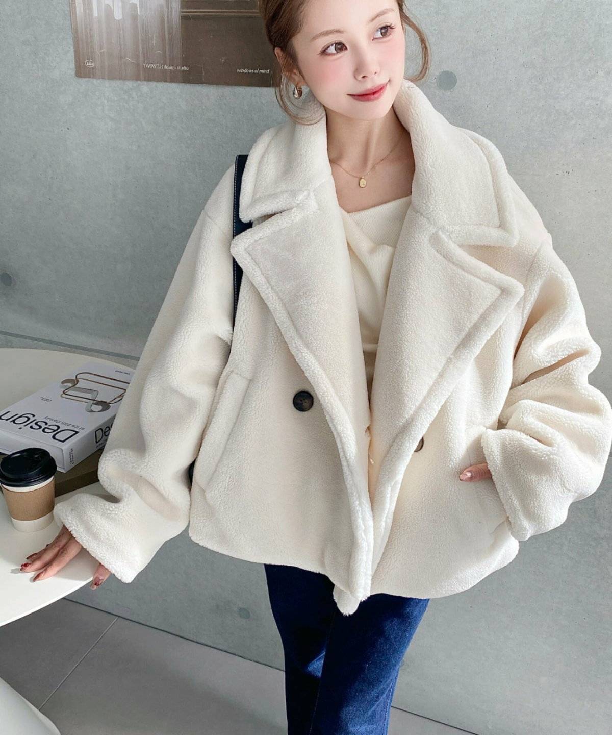 ボアコートコーデ