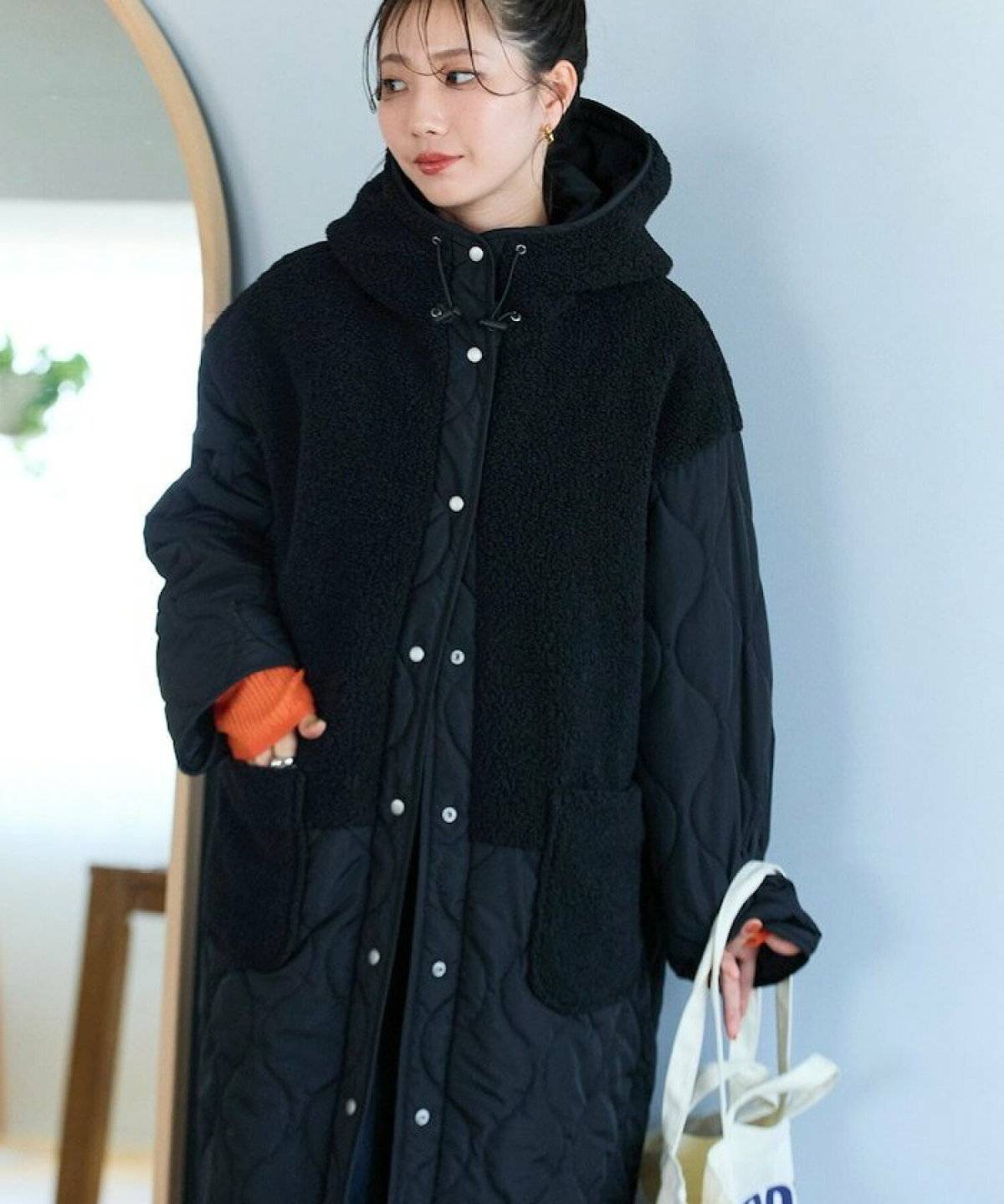 ロングボアコートコーデ