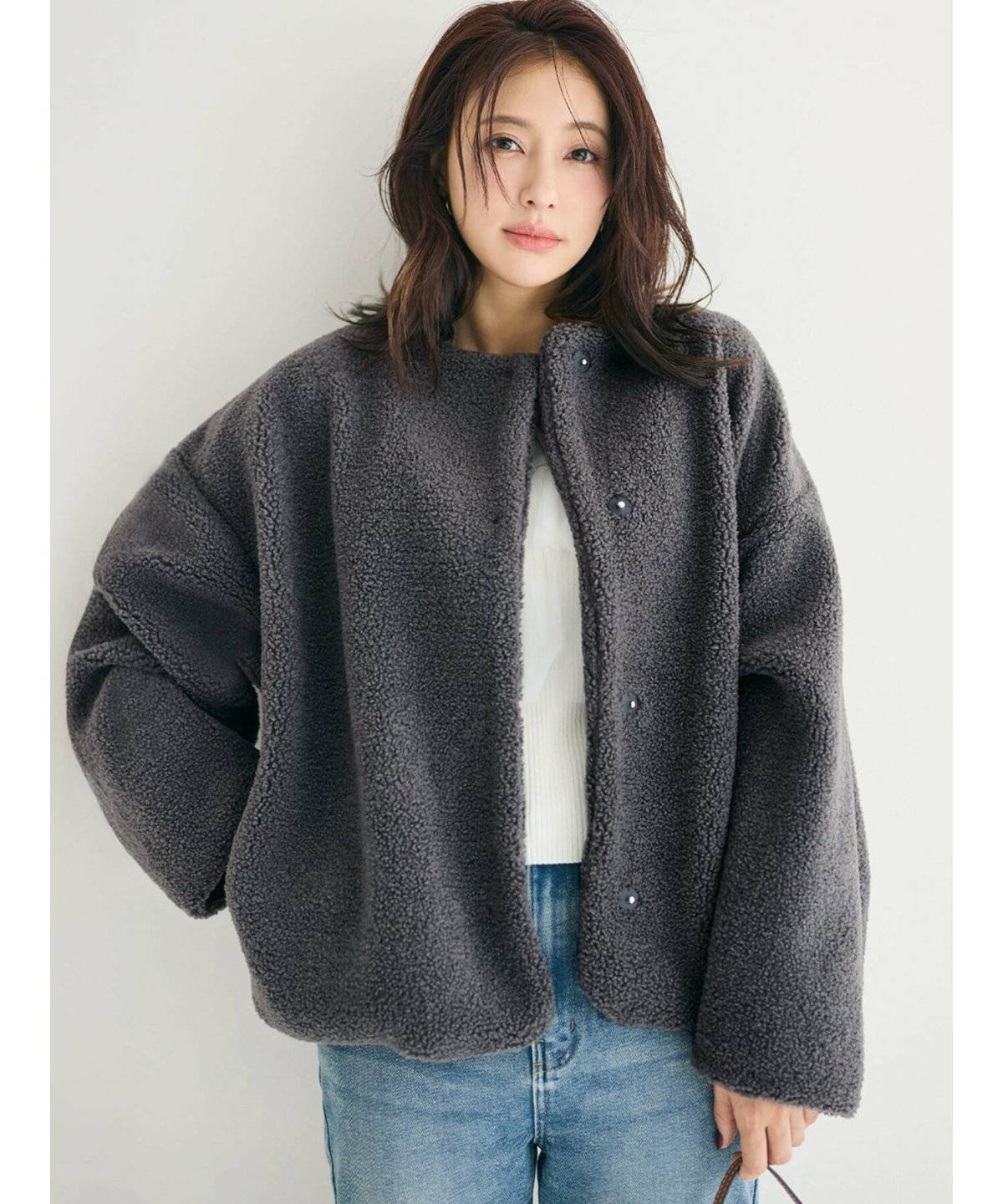 ボアブルゾンコーデ