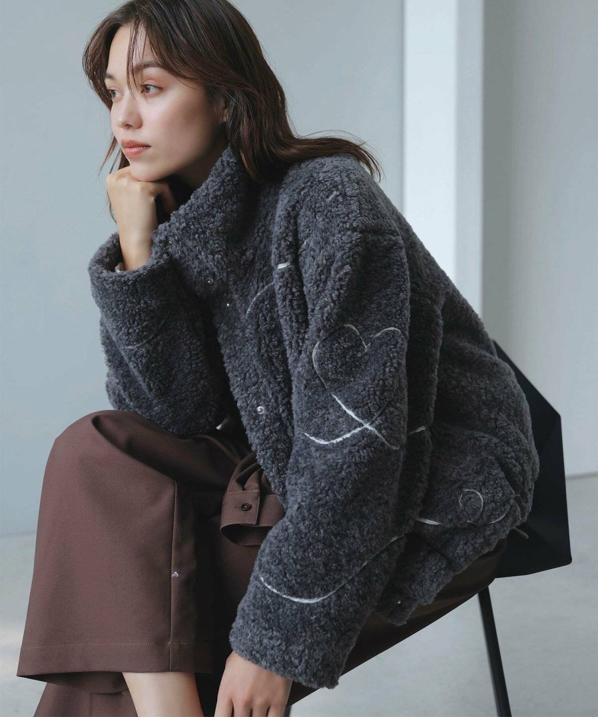 ボアコートコーデ