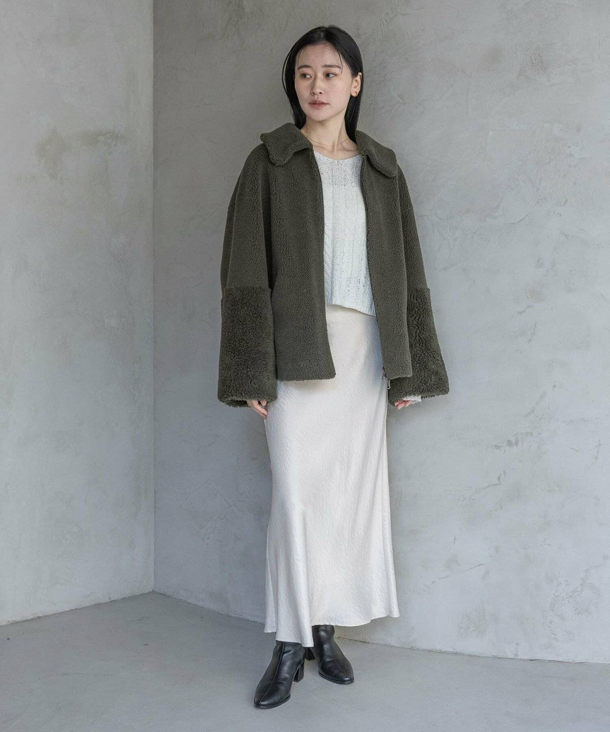 ボアコートコーデ