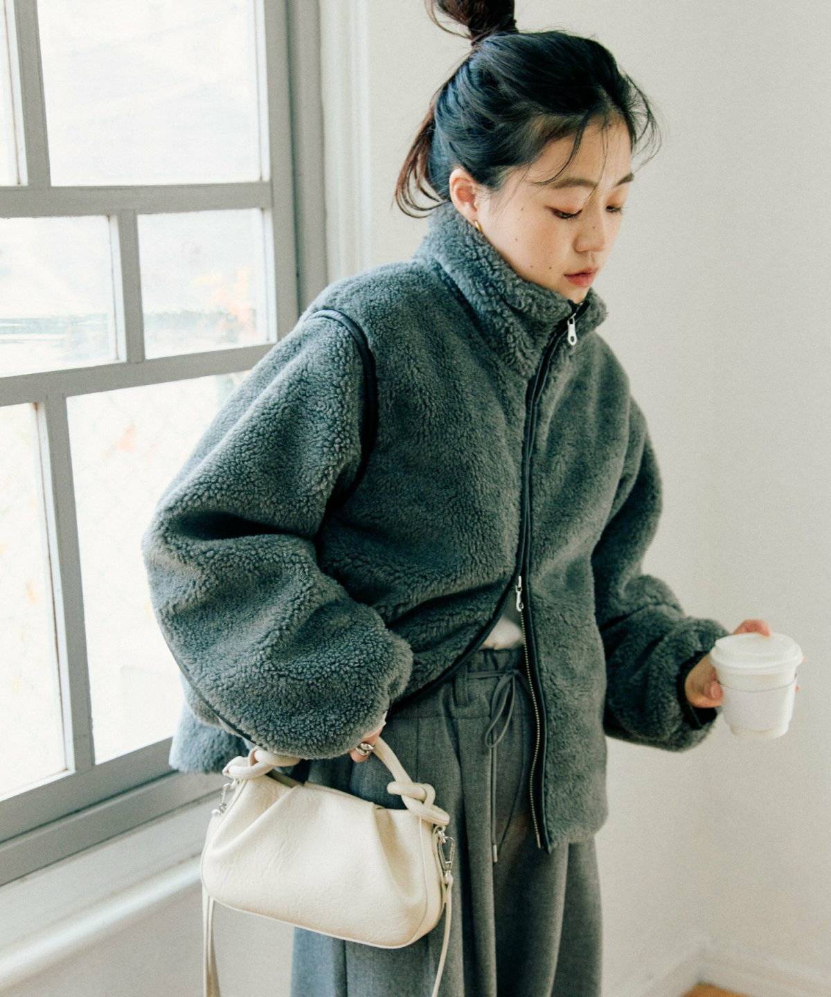 ボアコートコーデ