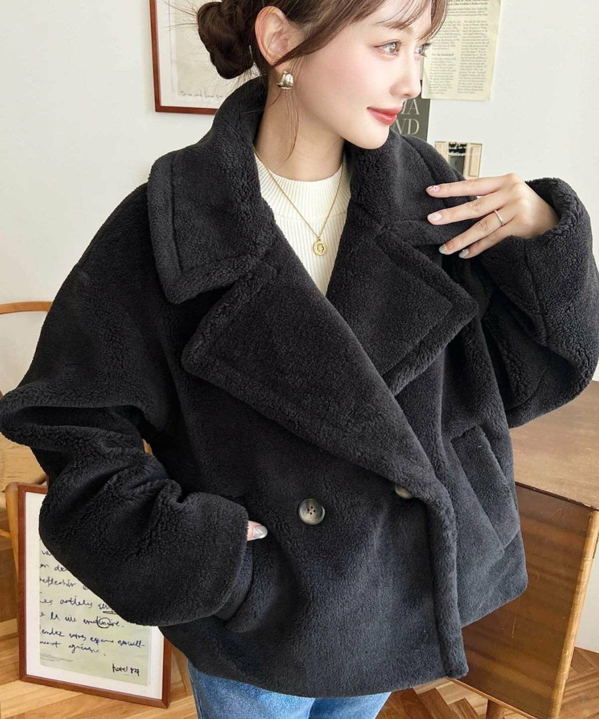 ボアコートコーデ