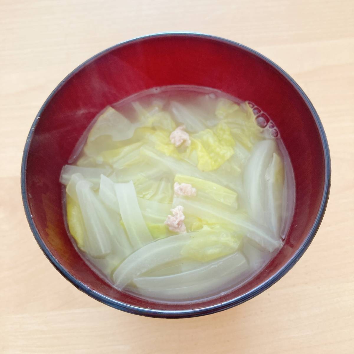 JAグループ公式の「ダシダde❤白菜と牛豚合挽のスープ❤」のレシピ