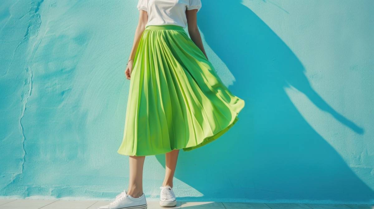 緑のスカートをはいた女性