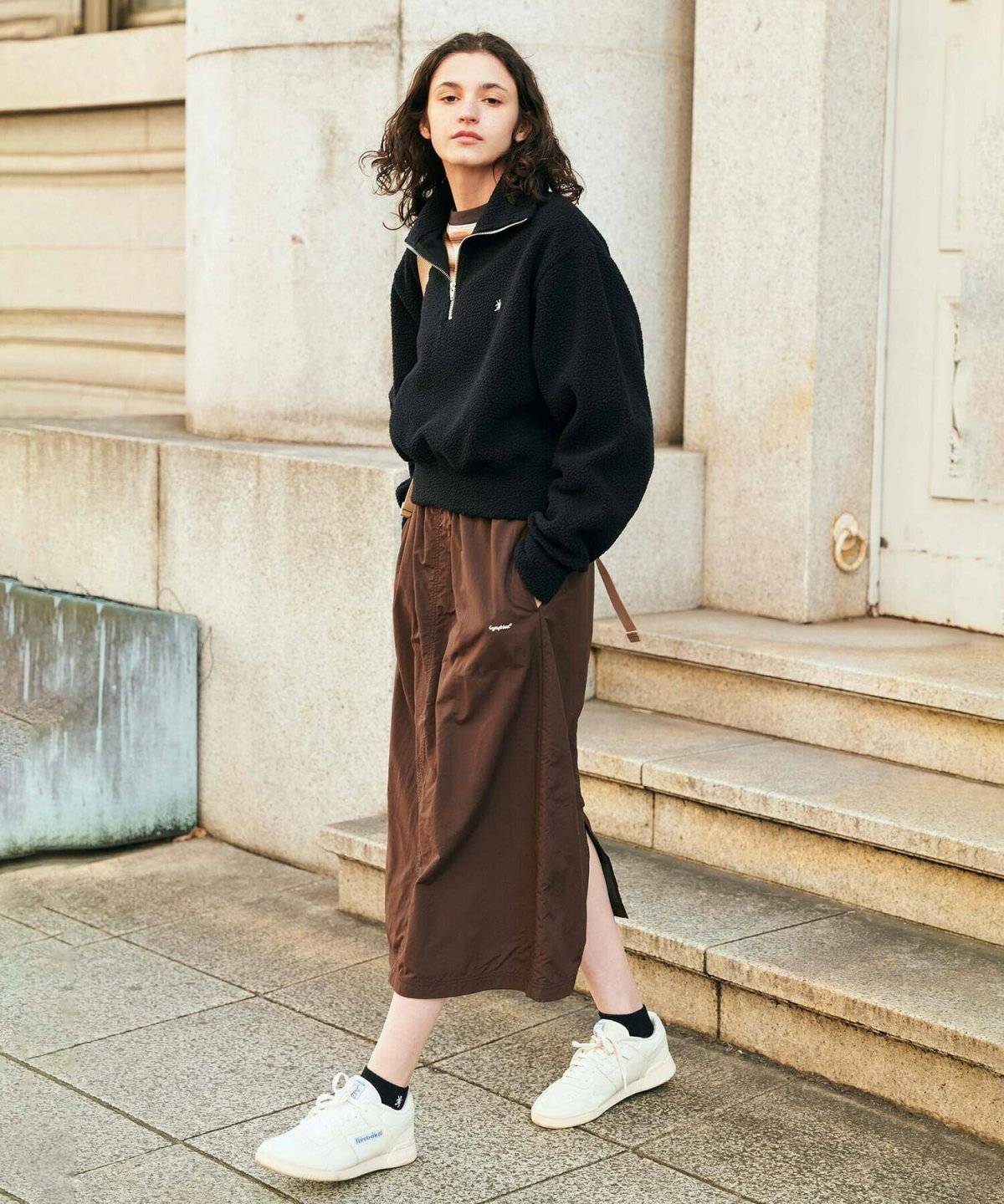 フリースジャケットコーデ