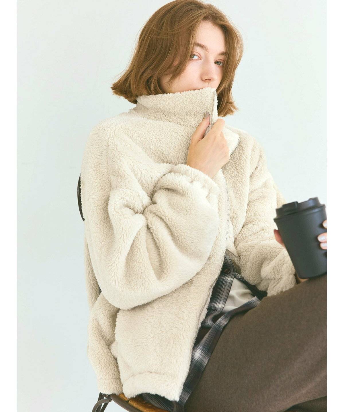 フリースカーディガンコーデ