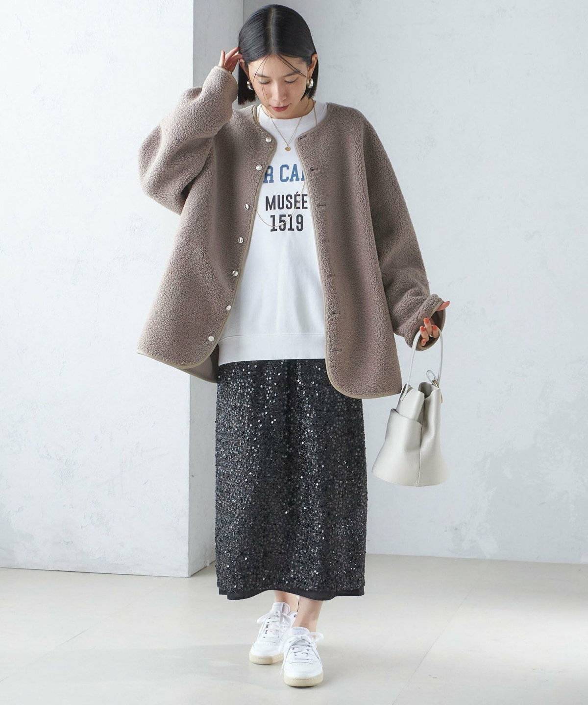 フリースブルゾンのコーデ