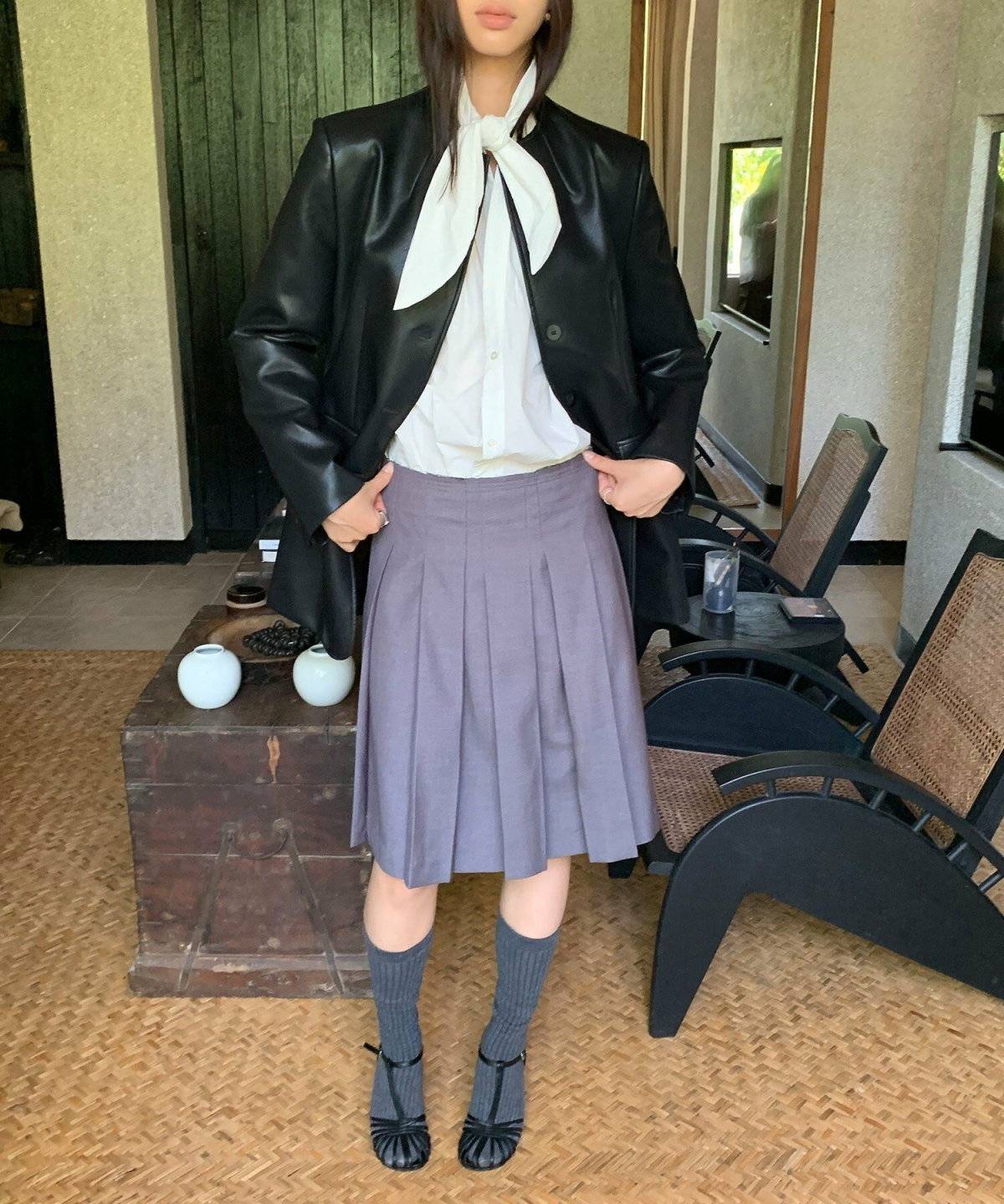 ライダースを着た女性