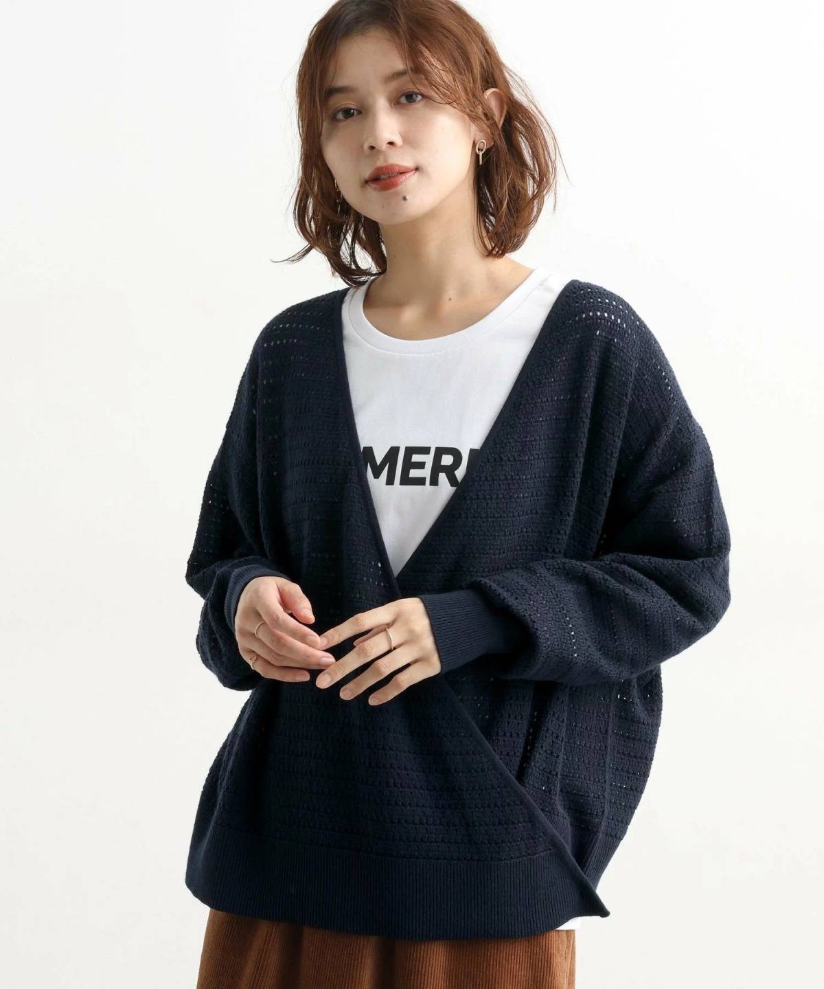 studio CLIP 12ゲージ2WAYカシュクールカーディガン