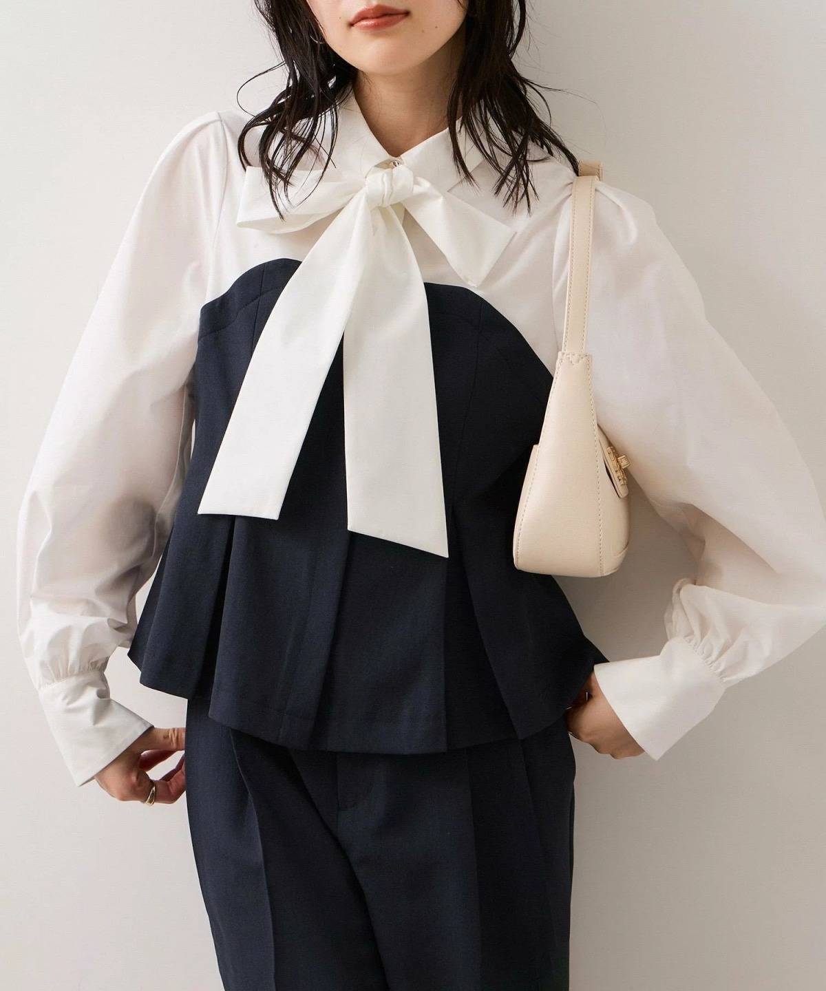 VIS コンフォートボウタイドッキングシャツ/イージーケア・2WAY