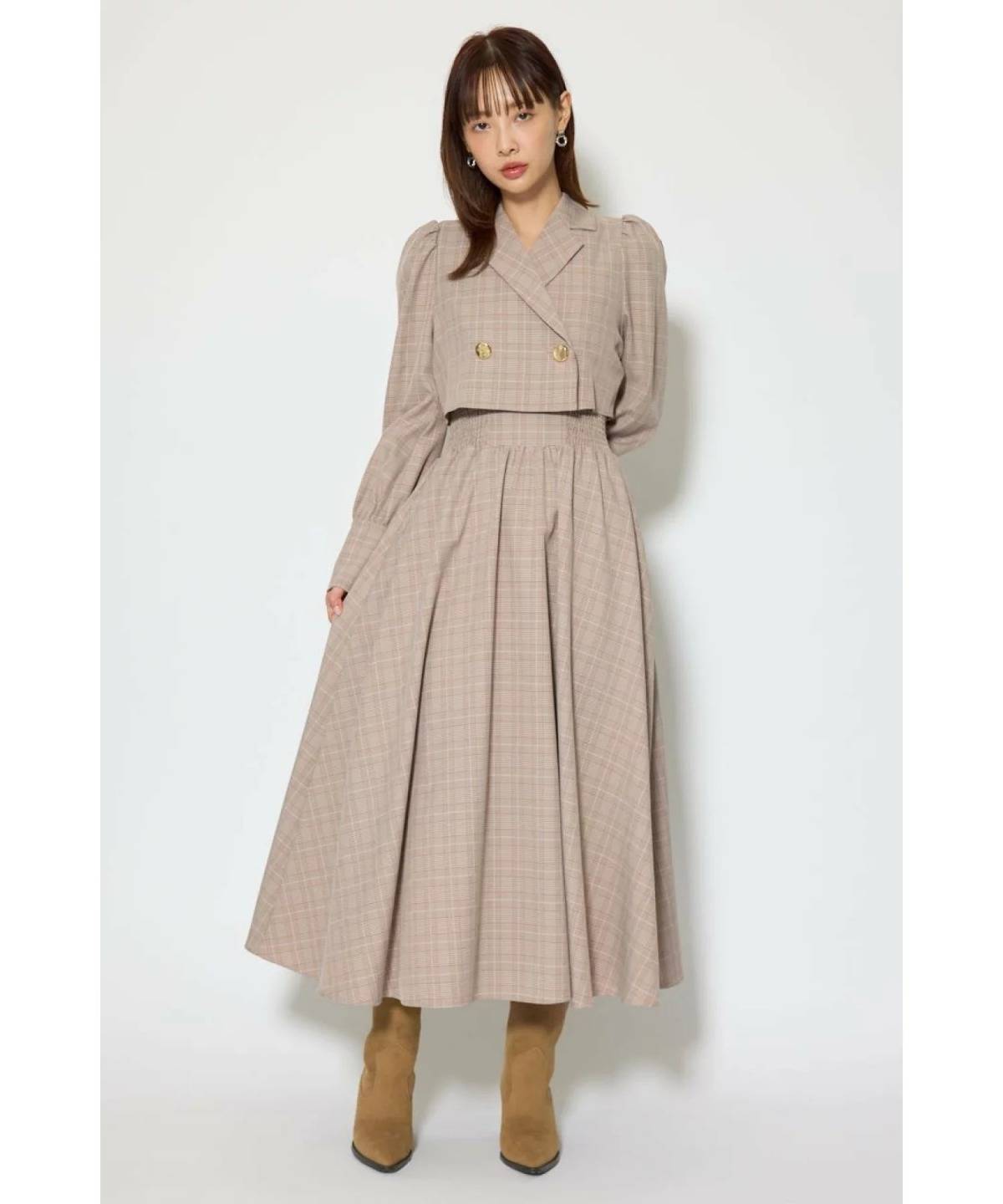 rienda テーラードデザインロングワンピース