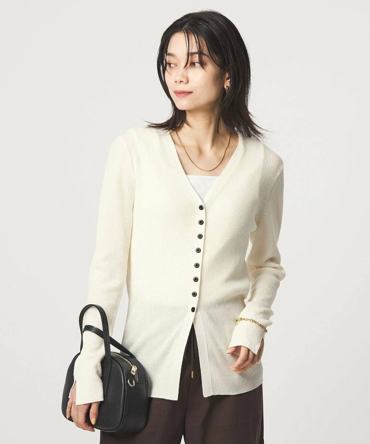 UNITED ARROWS green label relaxing リブ ニット Vネック カーディガン ウォッシャブル