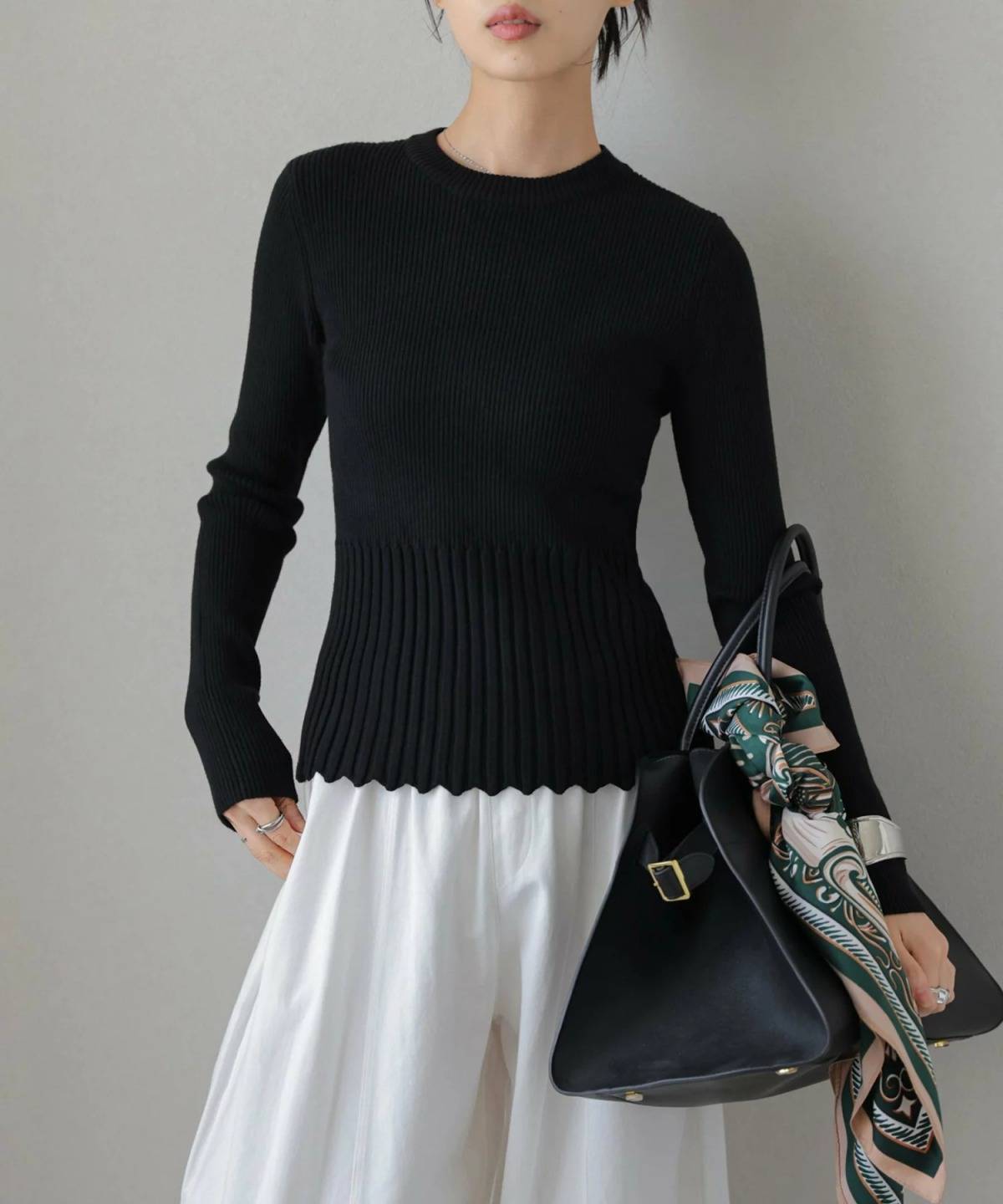 Lajour ウエストシェイプリブニットプルオーバー