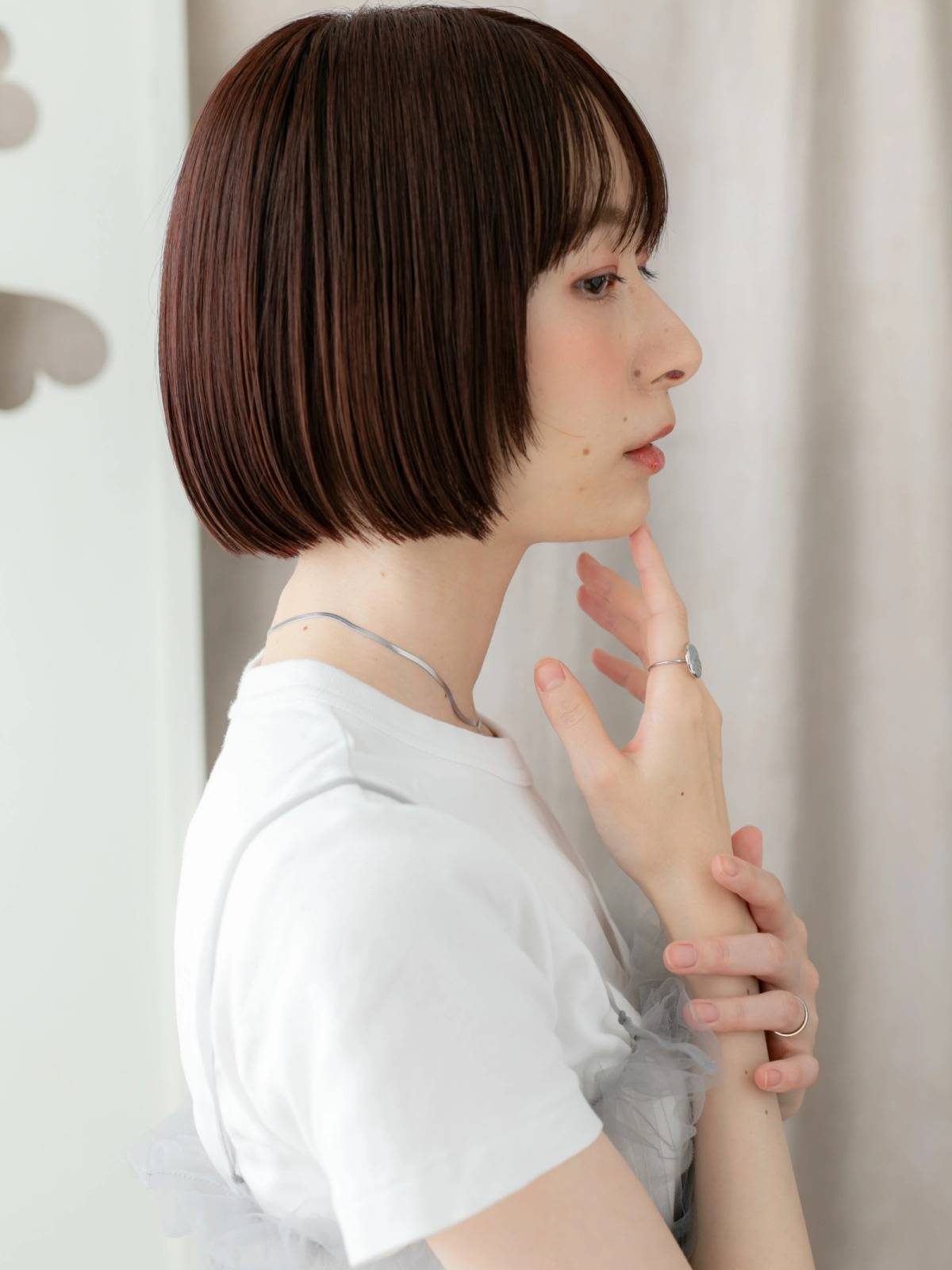 血色感カラーのツヤボブ