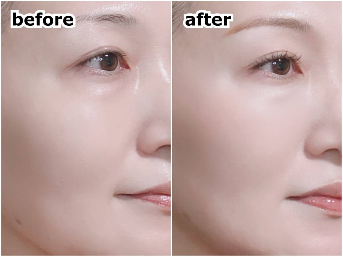 CEZANNE セザンヌ ブレンドカラーシェーディング 03メリハリトーン 塗布後 筆者顔 before after