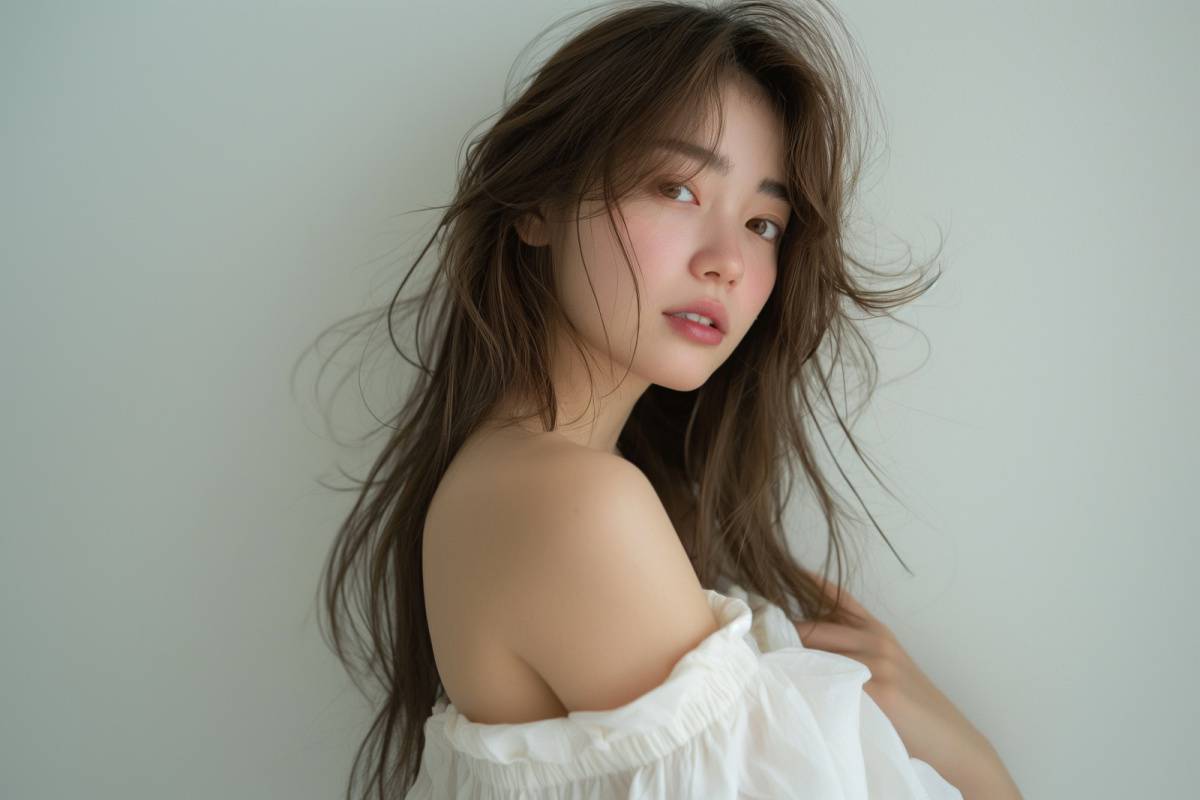 オフショルダートップスを着た女性