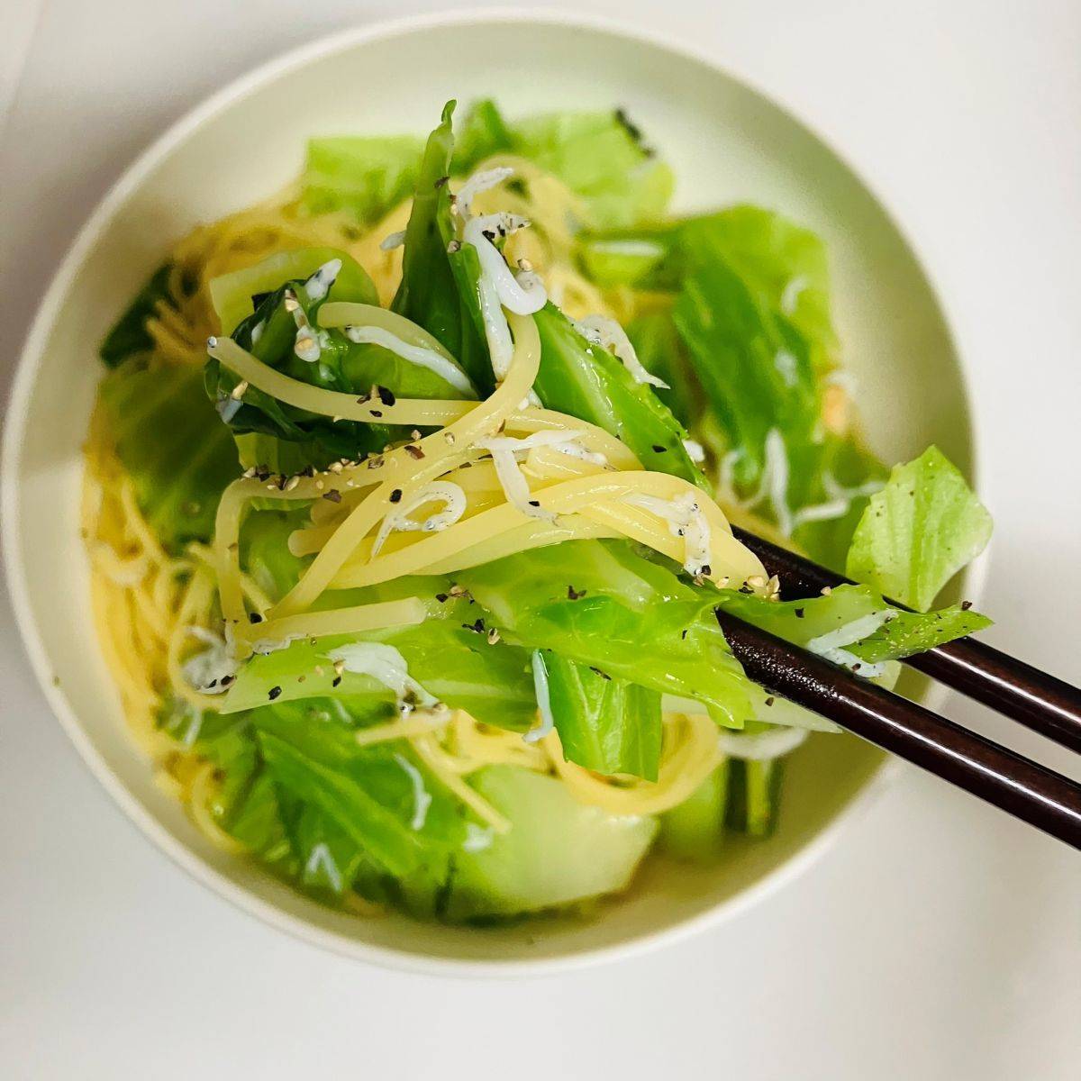 永谷園公式の「春キャベツとしらすの和風あっさりパスタ！」のレシピ