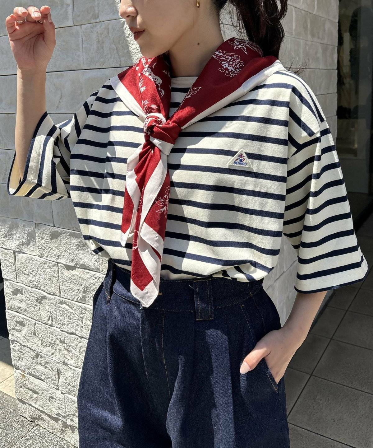 ボーダー×チノパンでフレンチカジュアル