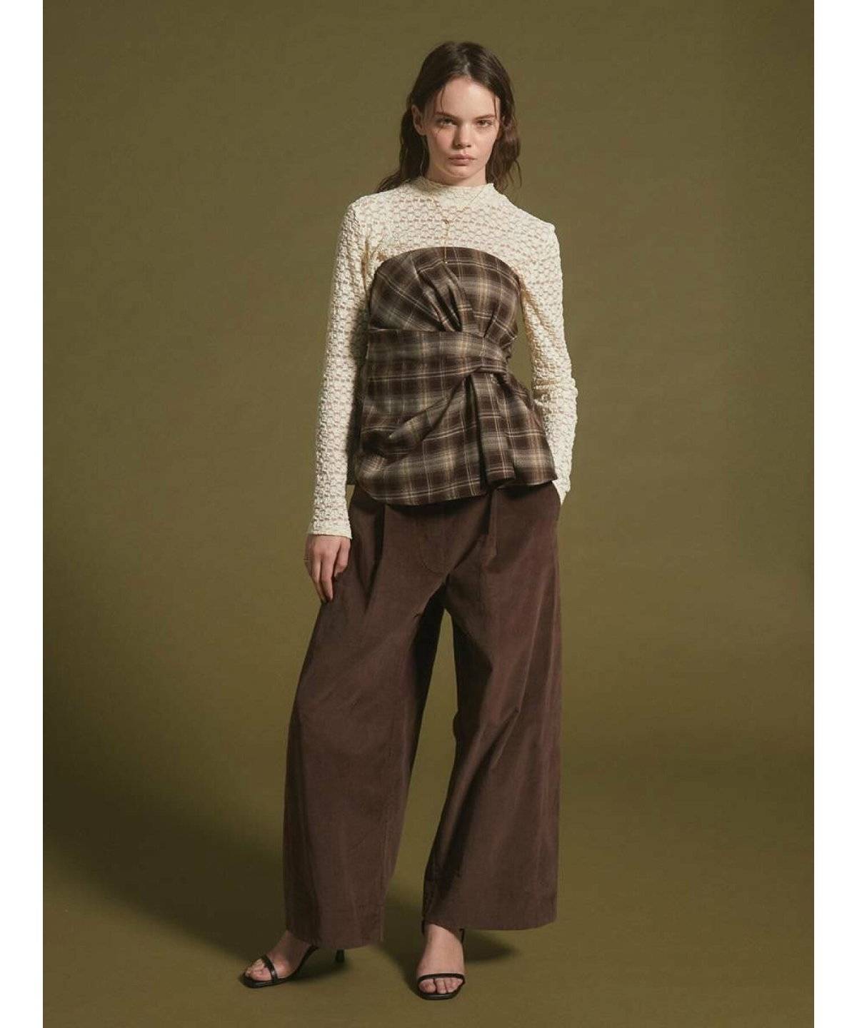 チェック柄3ピースビスチェ