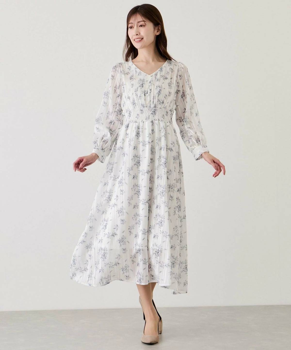 JAYRO ピンタックプリーツ長袖ワンピース