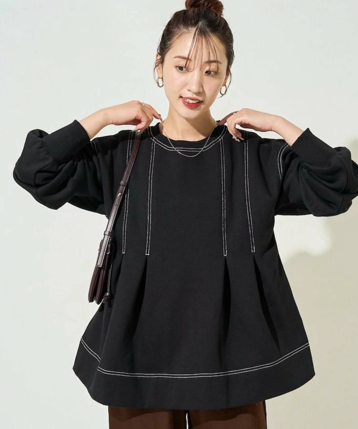 FREAK’S STORE 配色 ステッチ タック Aライン 裏起毛 チュニック