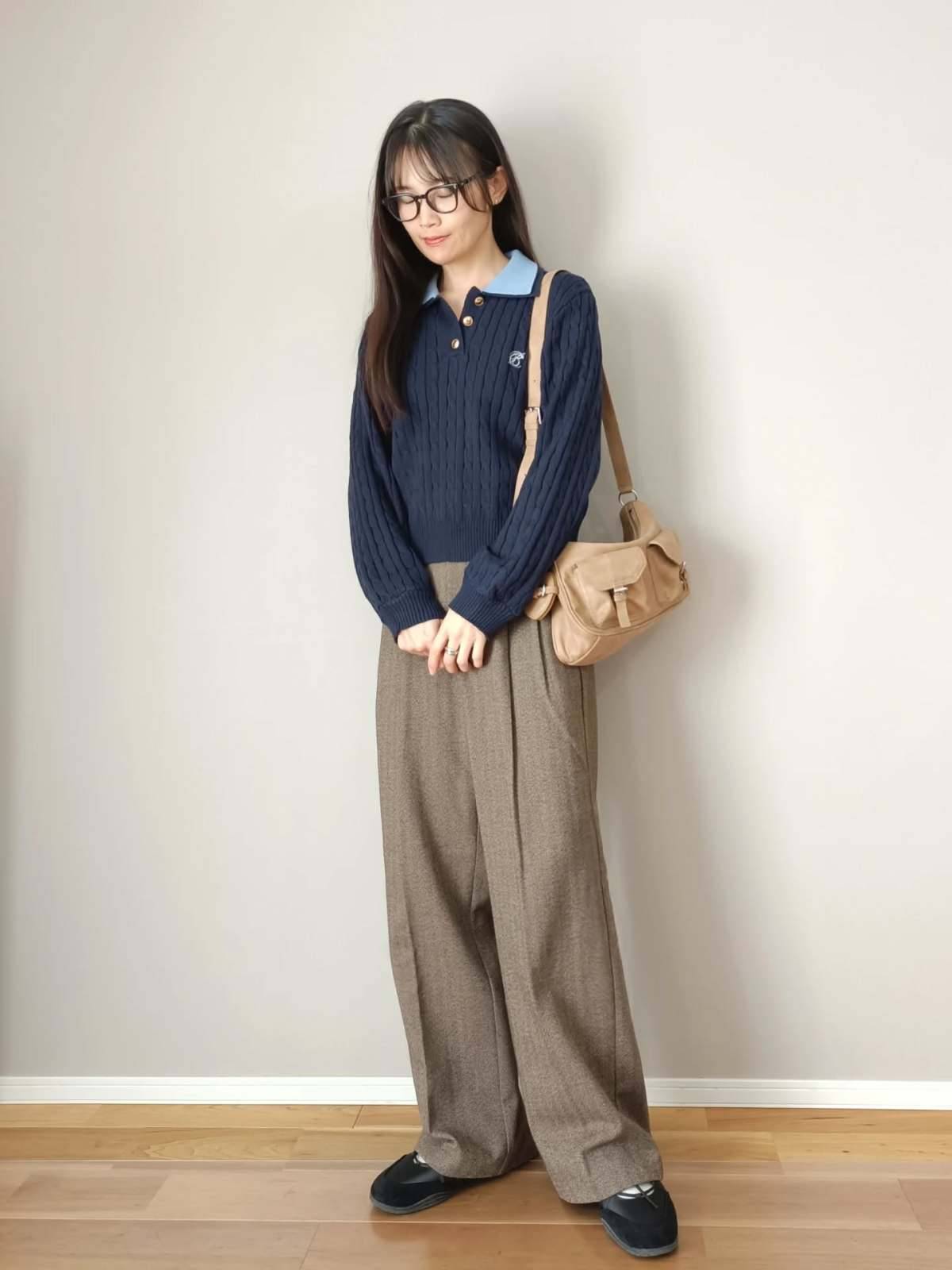 ポロニット×ワイドパンツ