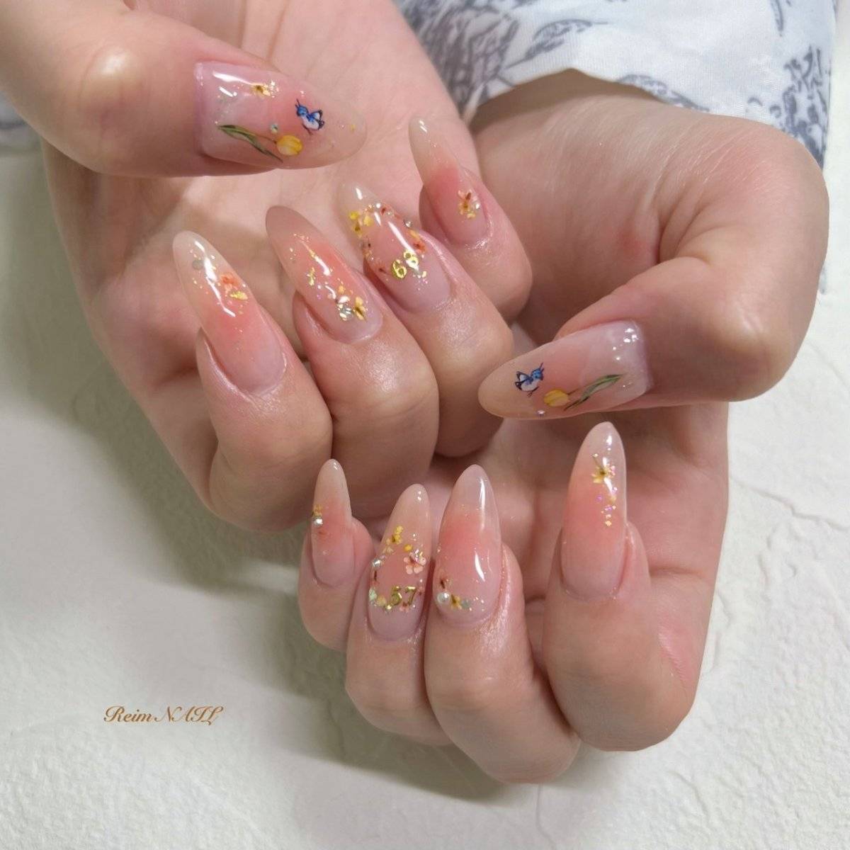 オレンジピンクネイル